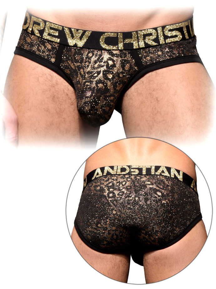 Andrew Christian - Slip con motivo leopardato - nero/oro