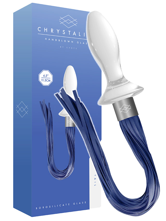 Chrystalino - Plug anale in vetro con code in similpelle
