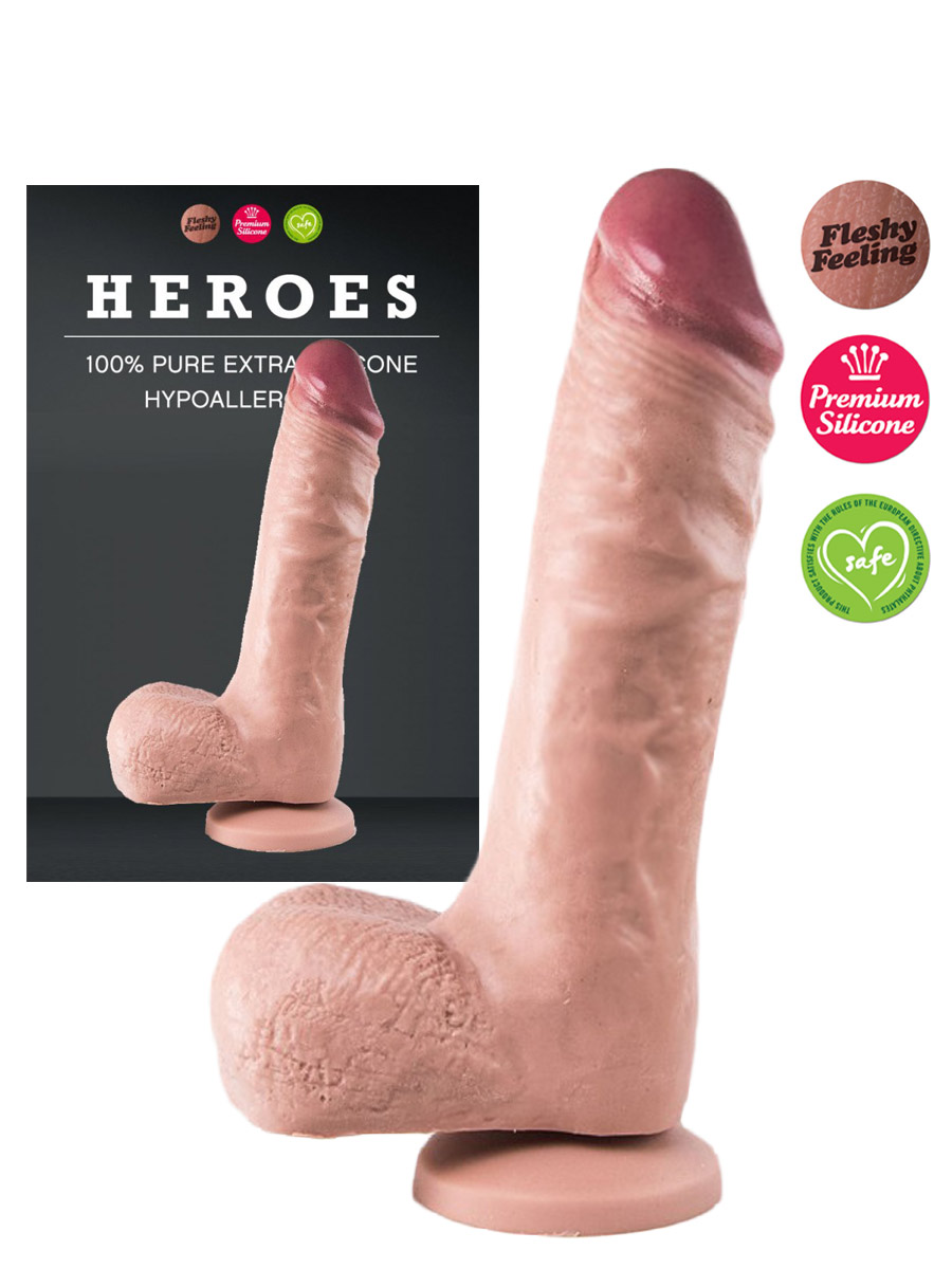 Heroes - Dildo realistico con palle da 23 cm - pelle chiara