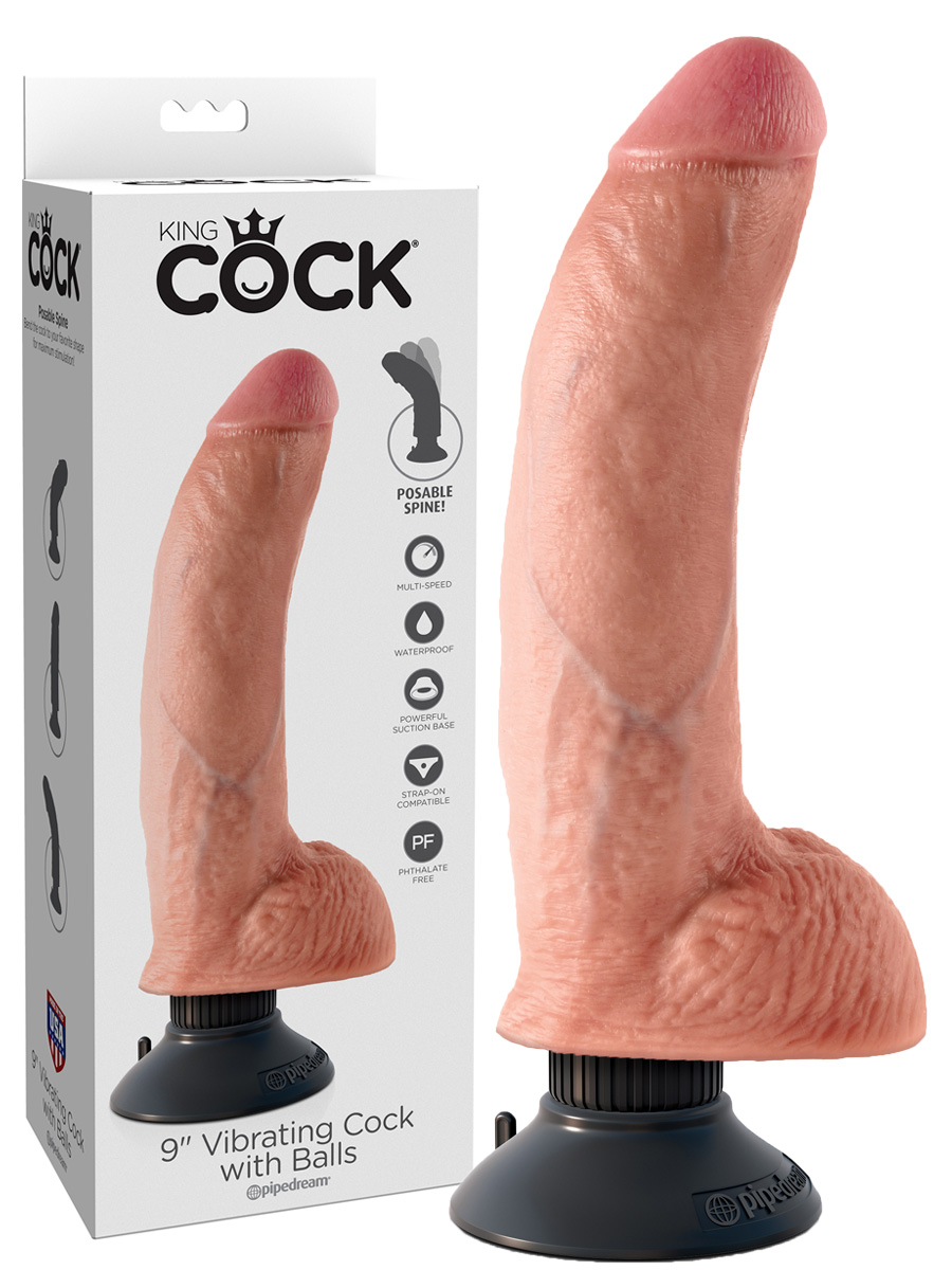 King Cock - Dildo vibrante con testicoli - pelle chiara