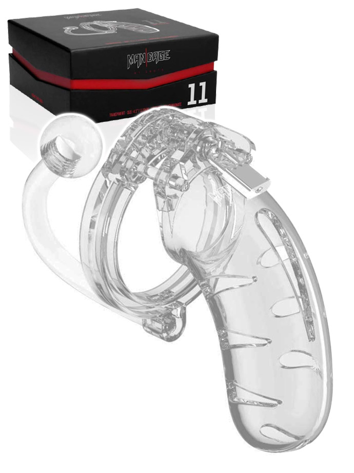 ManCage Model 11 Gabbia per pene con plug anale - trasparente