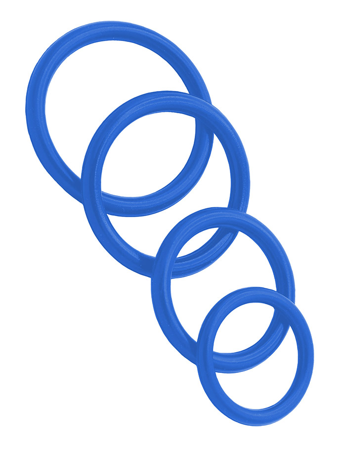 Set di anelli fallici di gomma blu (4x)