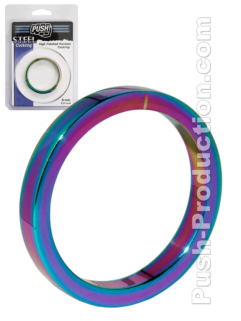 Push Steel - Anello fallico in acciaio color arcobaleno (5mm)
