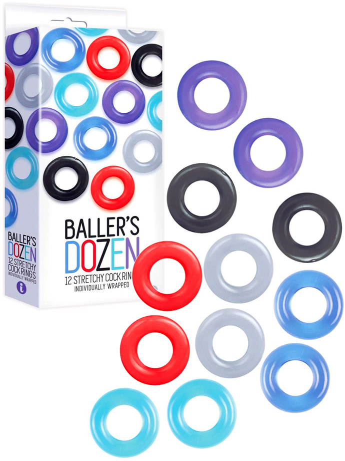 Baller's Dozen - Set di anelli fallici colorati - 12 pezzi