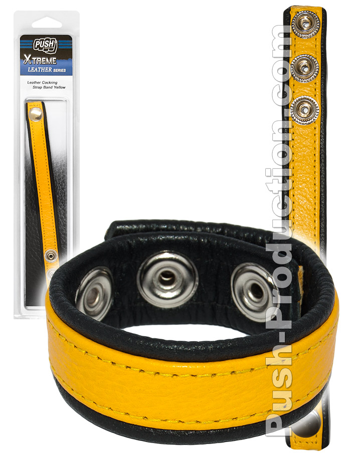 Push Xtreme Leather - Leather Cockring Strap Band Yellow