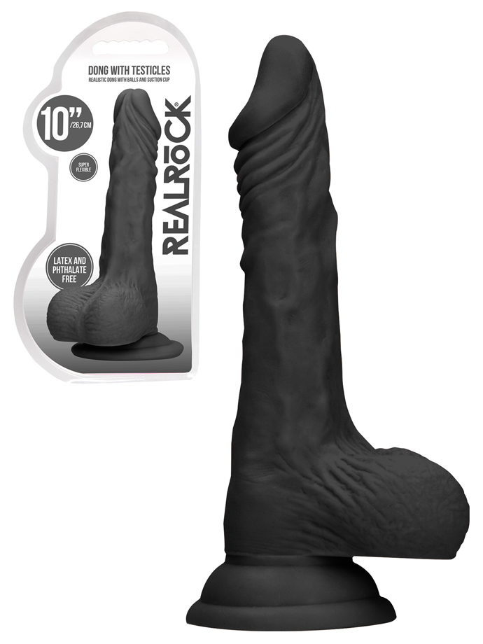 RealRock - Dildo con testicoli da 26 cm - nero