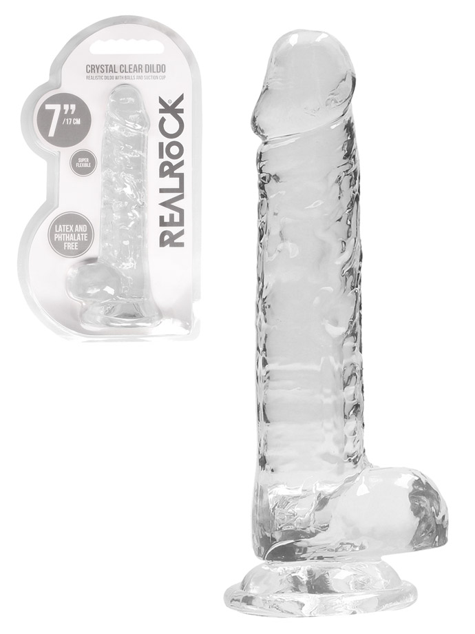 RealRock - Dildo trasparente da 19 cm con testicoli