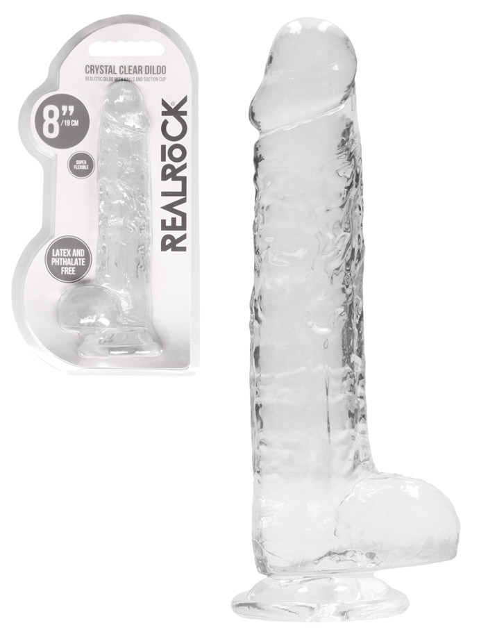 RealRock - Dildo trasparente da 21 cm con testicoli